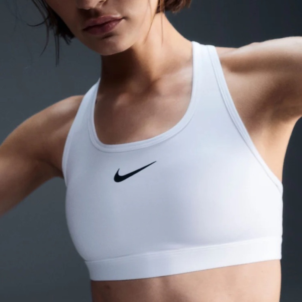 Nike Swoosh Medium Support Bra - White Ladies Medium